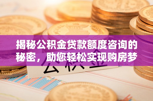偏关揭秘公积金贷款额度咨询的秘密，助您轻松实现购房梦想